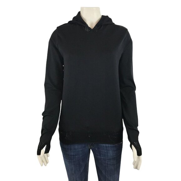 Fabletics Tops - Fabletics Megan Seamless Hoodie Medium Pullover Black Mesh
